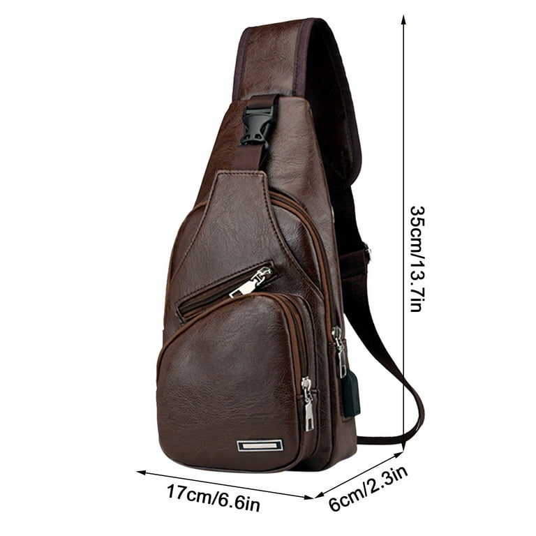 Men's Genuine Leather Chest Bag, Crocodile Pattern Triangle Shoulder Bag,  Casual First Layer Cowhide Crossbody Purse, Vintage Waterproof Sling Bag