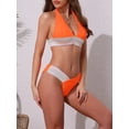 thumbnail image 2 of DARING DIVA Women's Color Block Wavy Stripes Bikini Sets X-Small Orange, 2 of 6