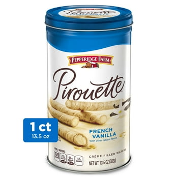 Pepperidge Farm Pirouette Cookies, French Vanilla Crme Filled Wafers, 13.5 Oz Tin