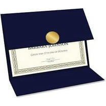 Geographics Tri Fold Navy Certificate Holder, Linen Texture, 9.25" x 12.5", Holds Diplomas, Certificates and Pictures, Pack of 5
