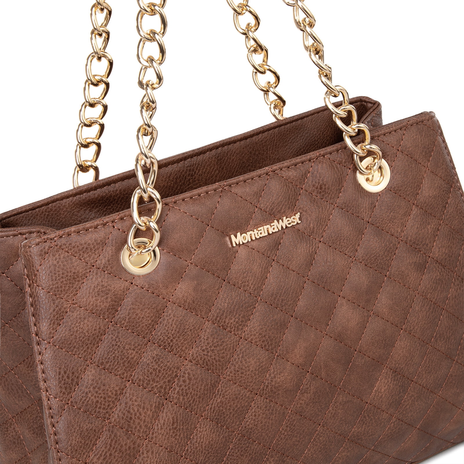 Montana West MEDIUM Chain Shoulder Bag for Women Hobo Handbags Tote Purse, Brown