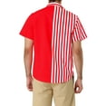 thumbnail image 3 of MODA NOVA Big & Tall Men's Color Block Short Sleeve Button Striped Shirts Red White 3XLT, 3 of 5