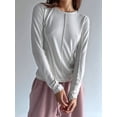 thumbnail image 5 of Seamless Women'S Long Sleeve Crop Yoga Top - High Stretch, Ideal for Gym & Yoga White XL, 5 of 9