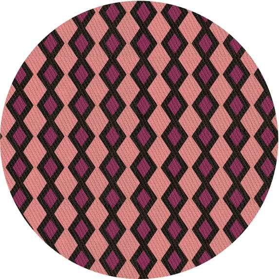 Ahgly Company Indoor Round Patterned Valentine Red Area Rugs, 7' Round