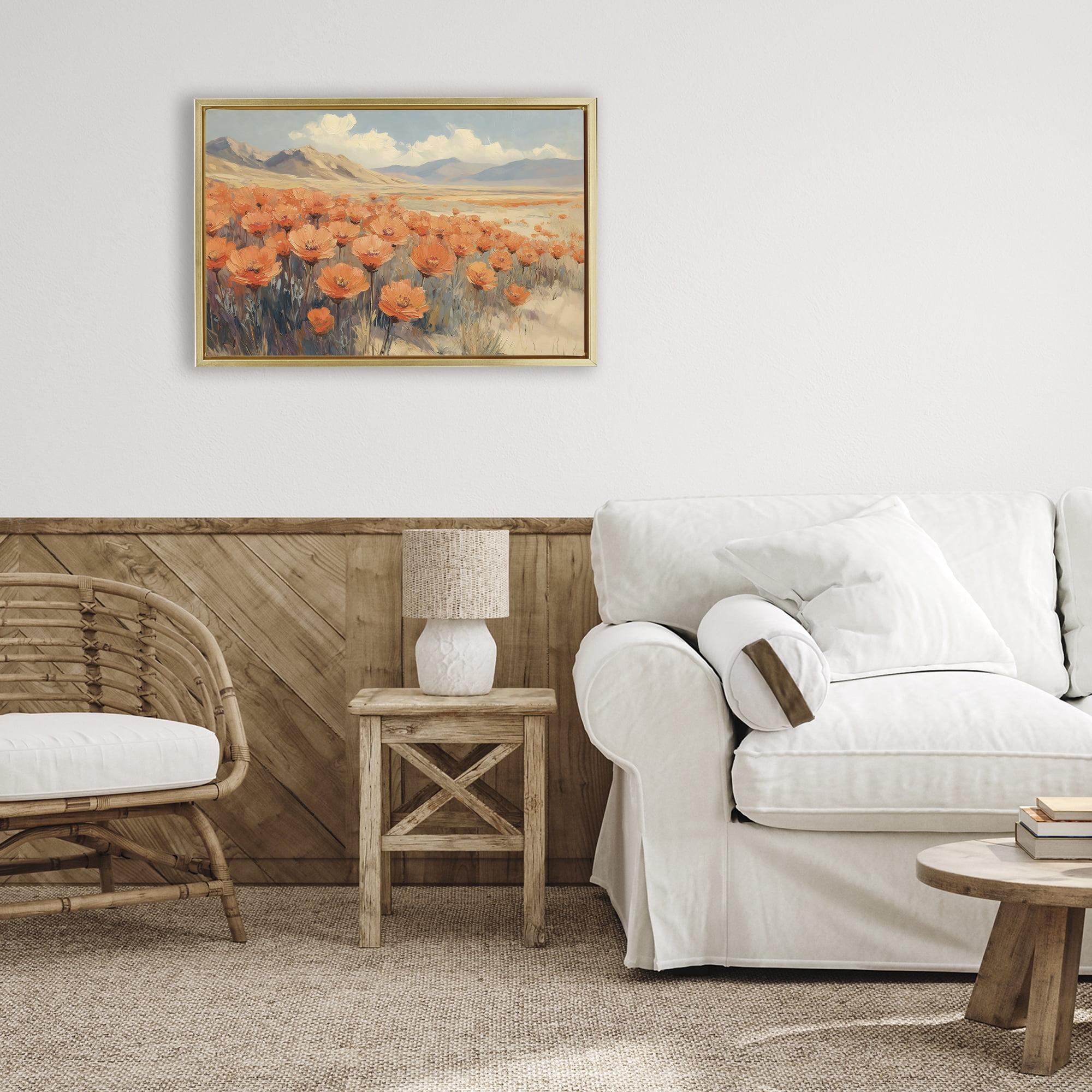Stupell Industries Desert Poppies in Valley Gold Framed Floater Canvas Wall Art, design by Gina Kelly