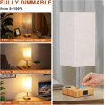 thumbnail image 2 of Lámpara de mesa totalmente regulable con lámpara de noche de madera maciza USB C con puertos USB C+a y salidas de CA duales, lámpara de dormitorio con bombilla regulable, luz de, 2 of 5