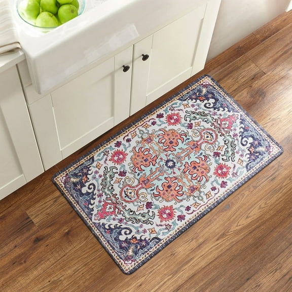World Rug Gallery Bohemian Medallion Cushioned Anti Fatigue Kitchen, Laundry Room, Comfort Indoor Mat, Door Mat - MULTI 18'x30'
