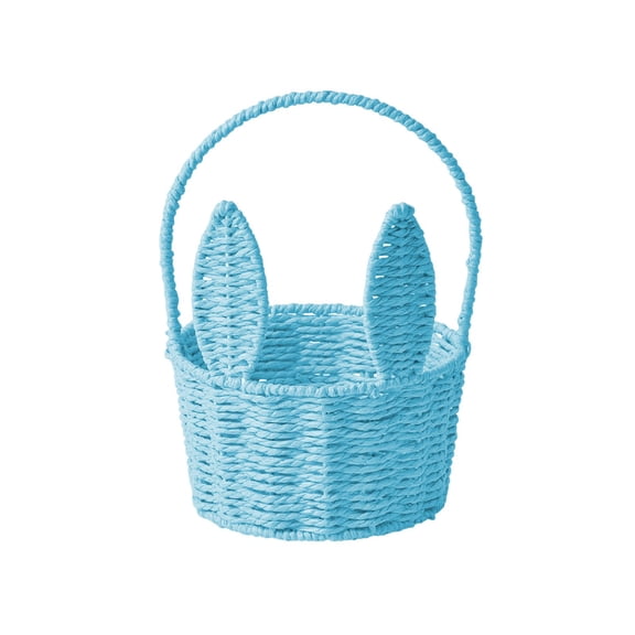 Easter Bunny Basket Paper Woven Set with Easter Grass Fillers Lightweight Reusable for Egg Hunt Candy and Spring Holiday Decoration Woven Basket