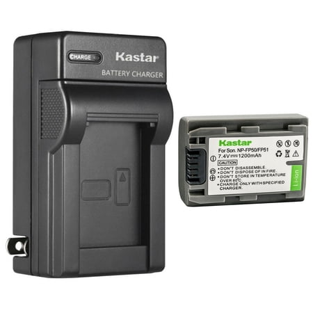 Kastar 1-Pack Battery and AC Wall Charger Replacement for Sony NP-FP30 NP-FP50 NP-FP51 NP-FP60 NP-FP70 NP-FP71 NP-FP90 NP-FP91 Battery AC-VQH10 Charger DCR-HC85 DCR-HC94 DCR-HC96 Camera