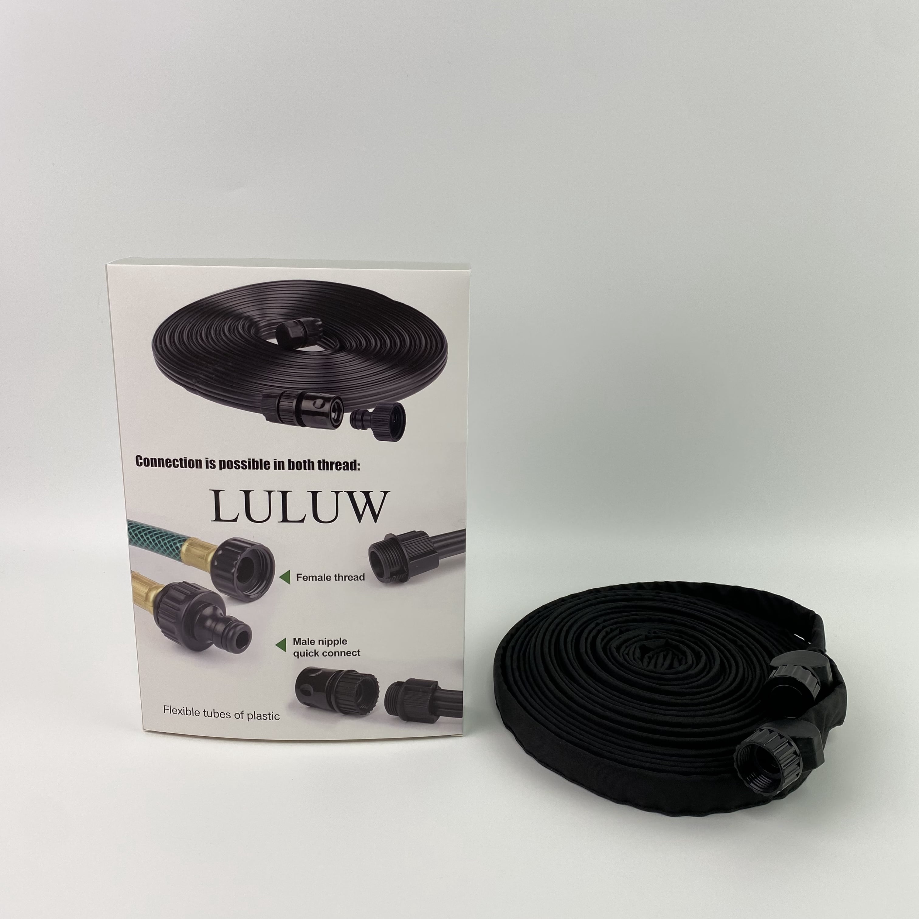 LULUW Flexible tubes of plastic, not of metal,25 50 75ft 50ft*2 1/2" Linkable Consistent Drip Irrigation Hose Save 80% Water Leakproof Heavy Duty Double Layer Sprinkler Garden Hose with Holes (50FT)