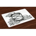 thumbnail image 1 of Ambesonne Tattoo Place Mats Set of 4, Sketch Style Hourglass, Standard Size, Black and White, 1 of 4