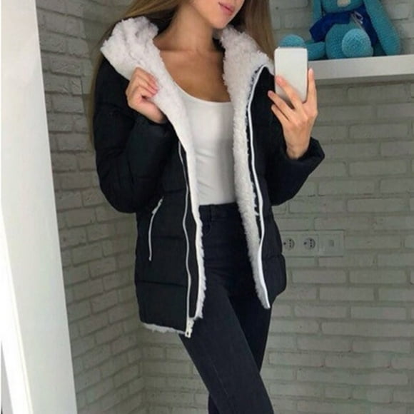 Mefallenssiah Women Coat Clearance Fashion Women Winter Thicken Coats Long Sleeve Warm Jacket Outerwear Zipper Coat Rollbacks