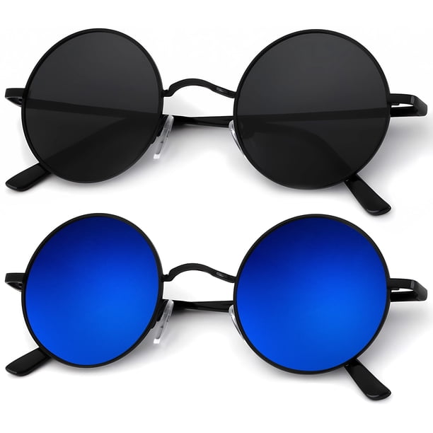 Gafas de sol KALIYADI redondas polarizadas retro de metal UV47 mm (paquete de 2)