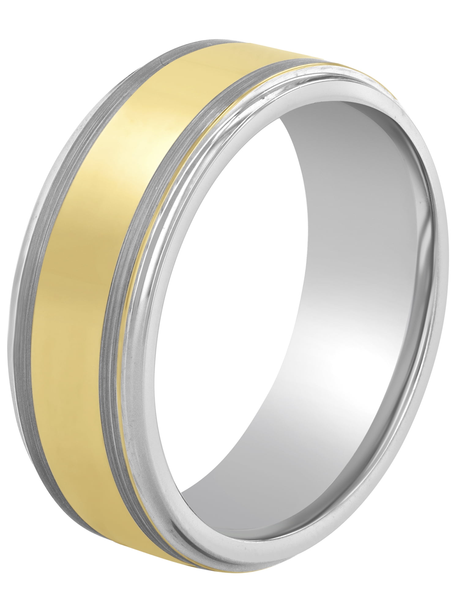 Brilliance Fine Jewelry Men's Tungsten With Yellow Finish High Polish Center Band - Wedding Band