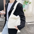 thumbnail image 4 of Yucurem Plush Underarm Bag Y2K Furry Purse Fluffy Tote Bag Autumn Winter Handbags for Women (White), 4 of 10