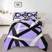 Castle Fairy Teenagers Mid Century Lines Twin Comforter Sets,Vintage Stripes Bedding Set