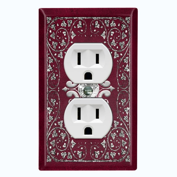 Metal Light Switch Plate Cover Elegant Starry Night Maroon Green Frame FRA030