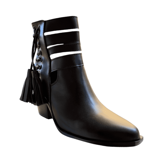 BOTINES DE MUJER CUTOUT MALABIS BOT-1023 COLOR NEGRO CON TACON ALTO