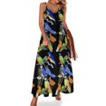thumbnail image 1 of Vestido largo vintage con diseño de pájaros y flores, bonito vestido bohemio de playa, tirantes para mujer, personalizado, talla grande 5XL, 1 of 7