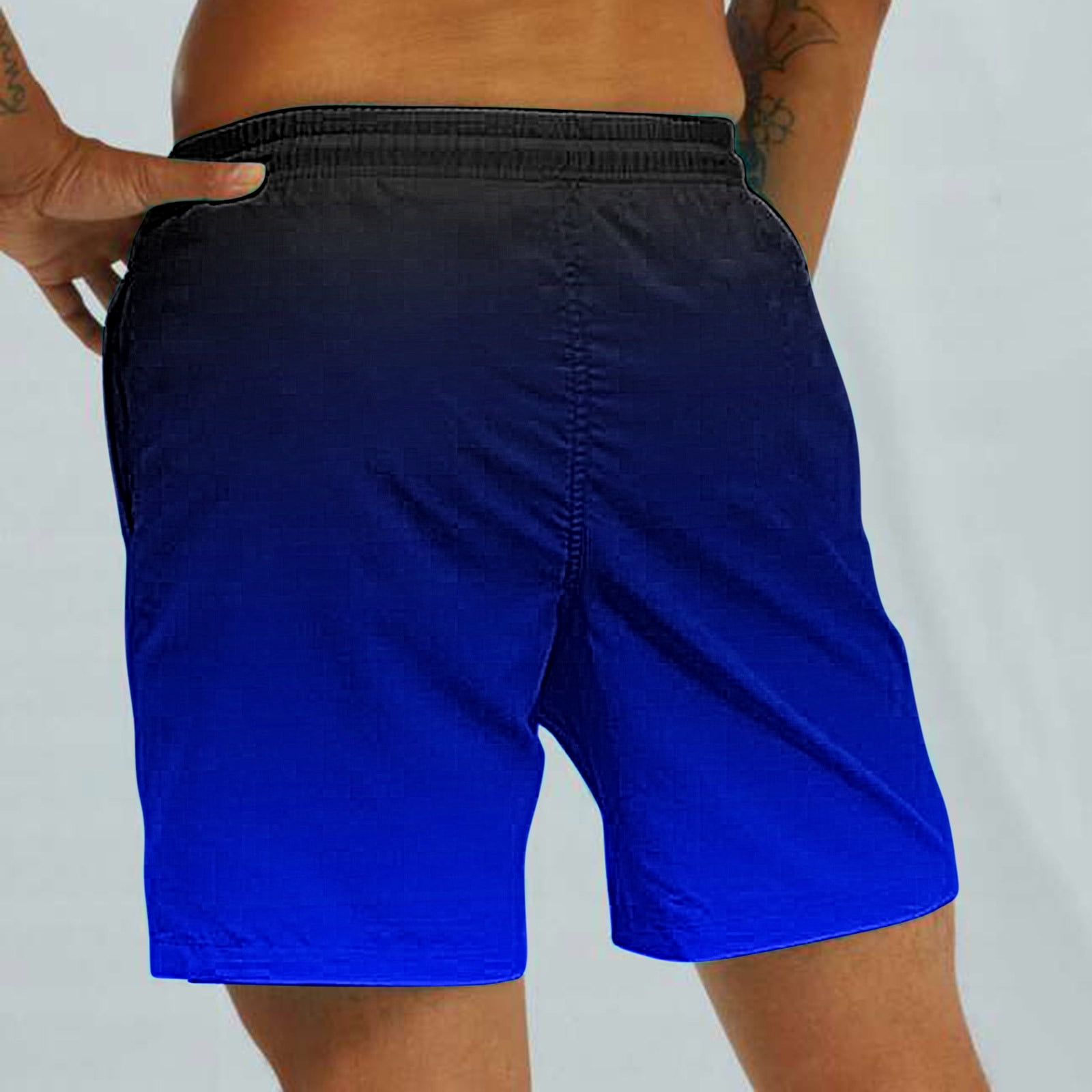 safuny Men's Swim Trunks Shorts Swimwear Bathing Pants Drawstring Casual Summer Relaxed Breathable Pants Gradient Color Teens Boys Fashion Trousers Athletic Clearance Blue XXL