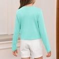 thumbnail image 3 of Dwellite Crop Tops Long Sleeve T Shirts for Kids Casual Trendy Crewneck Slim Fit Basic Tee Solid Color Shirts Turquoise 160, 3 of 3