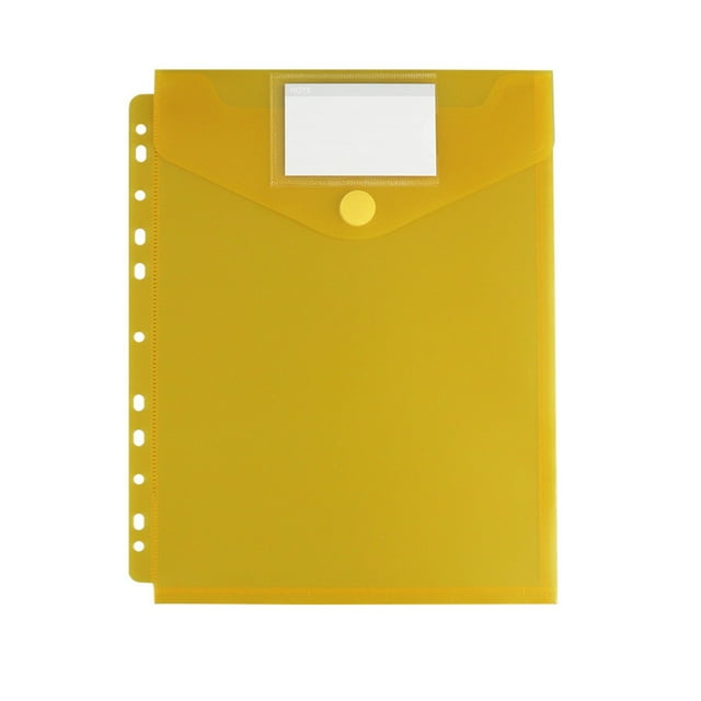 Cosmug Professional Vertical Ring Binder Folders | Plastic with Button Close & Removable Labels | Letter Size | 11 Hole Fit | 8 Color Options, Yellow