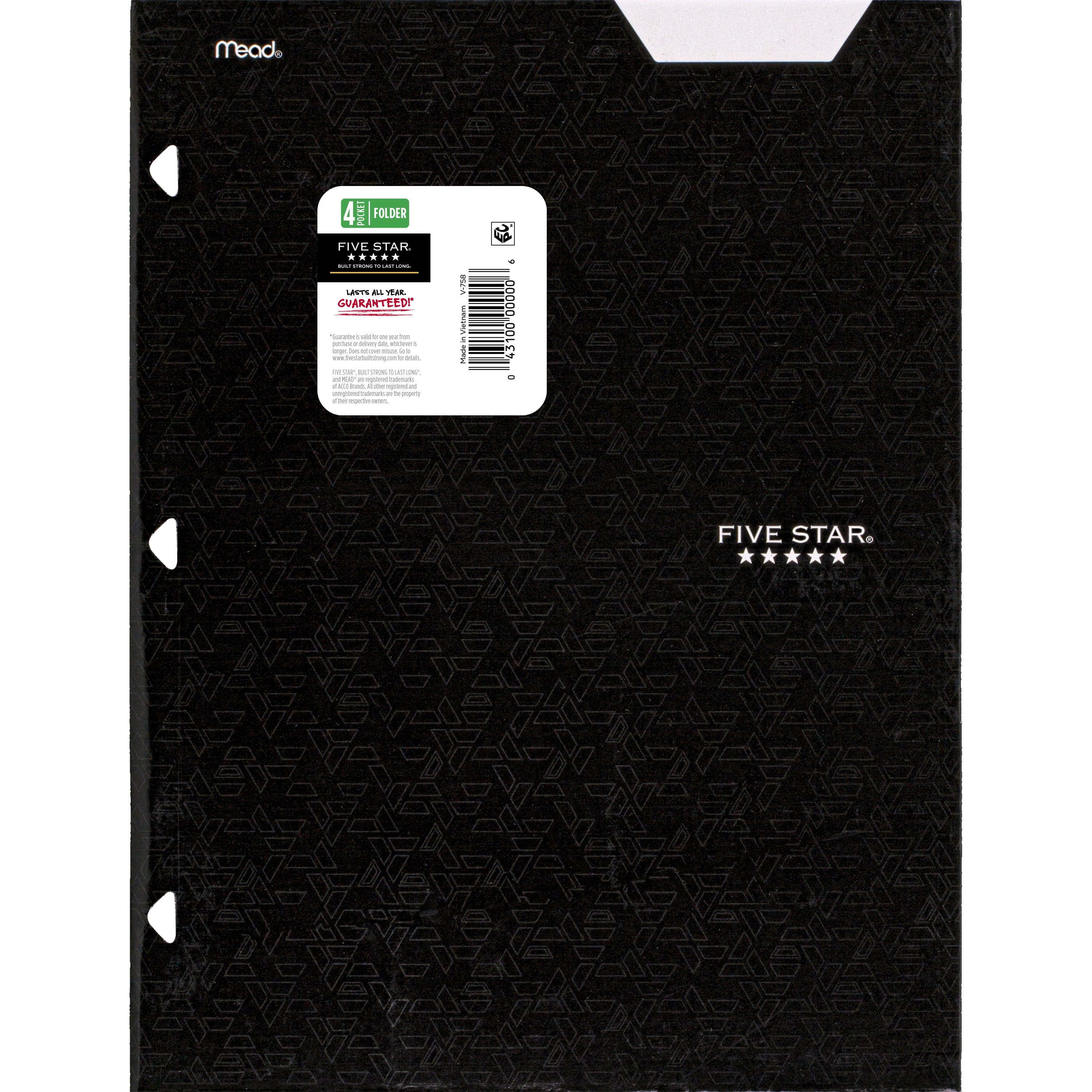 (19 pack) Five Star 4-Pocket Paper Folder, Black