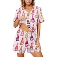 thumbnail image 2 of Idoravan pajamas for women set Women's Casual Printed Pocket Short Sleeve Spring And Summer Shorts Home Wear Pajama Fashion Set, 2 of 5