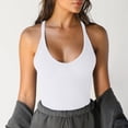 thumbnail image 2 of Miluxas Women's Spaghetti Strap Ribbed Tank Top Slim Workout Racerback Vest Scoop Neck Basic Cami Shirts White, 2 of 6