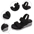 thumbnail image 5 of Rokment Womens Comfortable Elastic Band Platform Wedge Walking Sandals Casual Athletic Stretchy Memory Foam Chunky Heeled Slip on Beach Summer Shoes for Vacation Black Size 6, 5 of 7