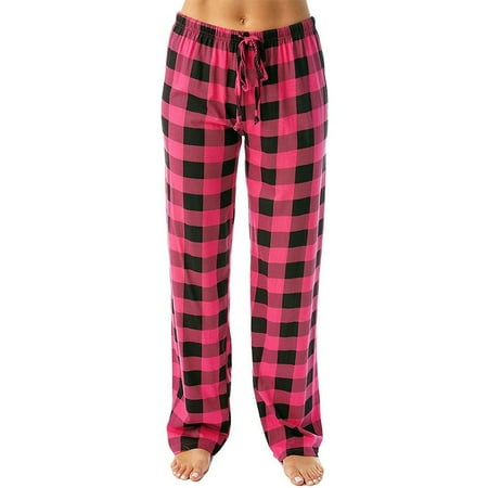 

Women Pajama Pants Stretch Bottoms Drawstring Lounge Sleepwear Plaid Trousers