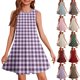 thumbnail image 1 of Teen Girls Dresses Sleeveless Plaid A-Line Dress Classic Pattern Casual Summer Dresses for Kids ,Sie:140, 1 of 7
