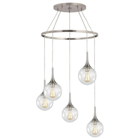 

Woodbridge Lighting Alicia 5-Light Glass Chandelier in Satin Nickel/Clear Seedy
