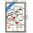 thumbnail image 3 of Abstract - White with Blue and Orange Rectangles Wall Poster, 14.725" x 22.375", Framed, 3 of 3