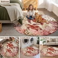 thumbnail image 5 of Ocean Red Turtles Round Area Rug 5Ft Washable Circle Rugs for Living Room Bedroom, Coastal Coral Seagrass Vintage World Map Non-Slip Carpet Floor Mats Indoor Outdoor Carpet Runner Home Decor, 5 of 8