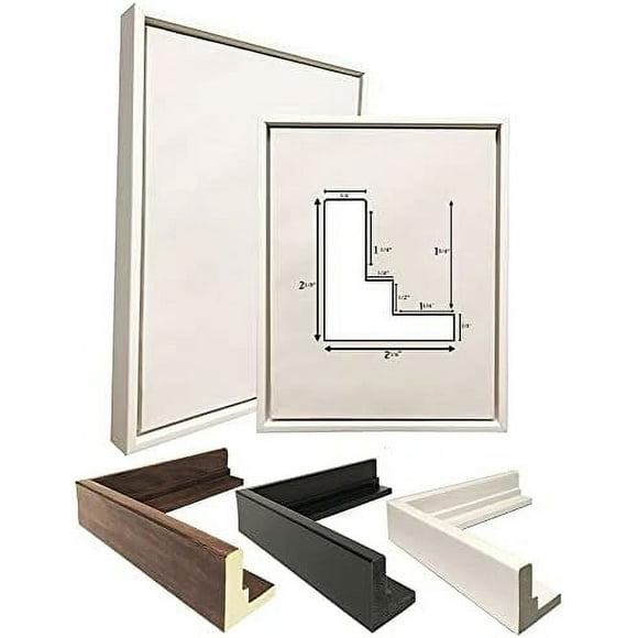 2-1/8 Deep Polystyrene 14X20 White Floater Picture Frame For 0.75 1.5 1.75 Stretched Canvas By Floating Frame Made In
