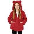 thumbnail image 2 of Miluxas Girls Fleece Jacket Kids Zip Up Fall Winter Fuzzy Sherpa Outwear Coat with Pockets Red 14-15Years, 2 of 9