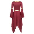 thumbnail image 4 of DPOIS Womens Liturgical Praise Dance Dress Church Worship Dancewear Burgundy M, 4 of 7