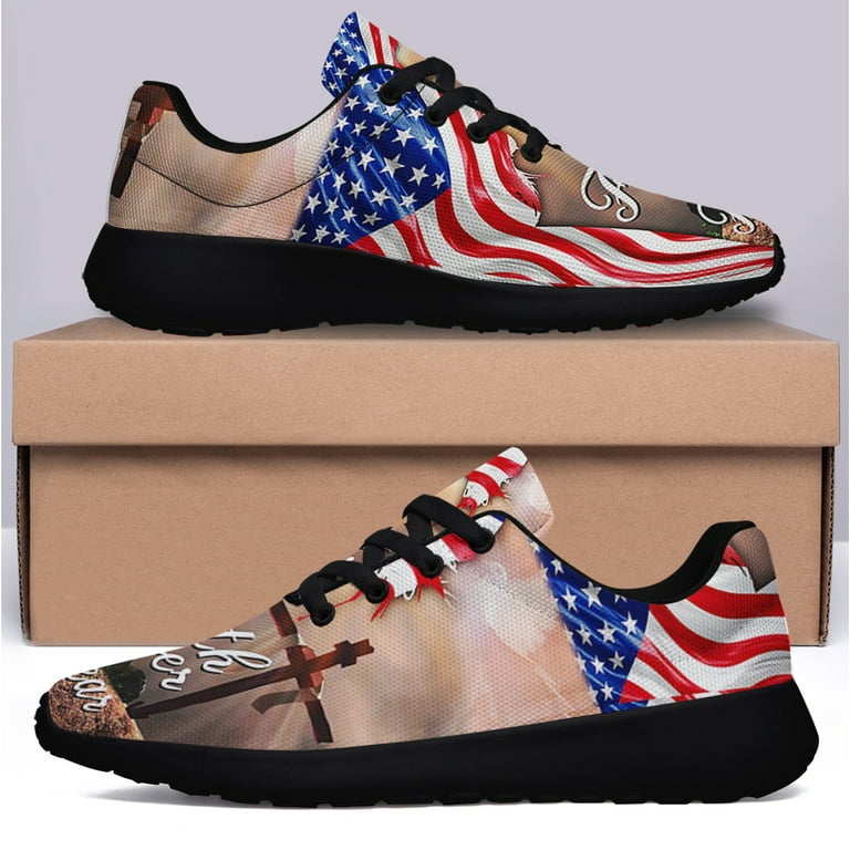 Faith Over Fear Jesus Christian Cross American flag Shoes