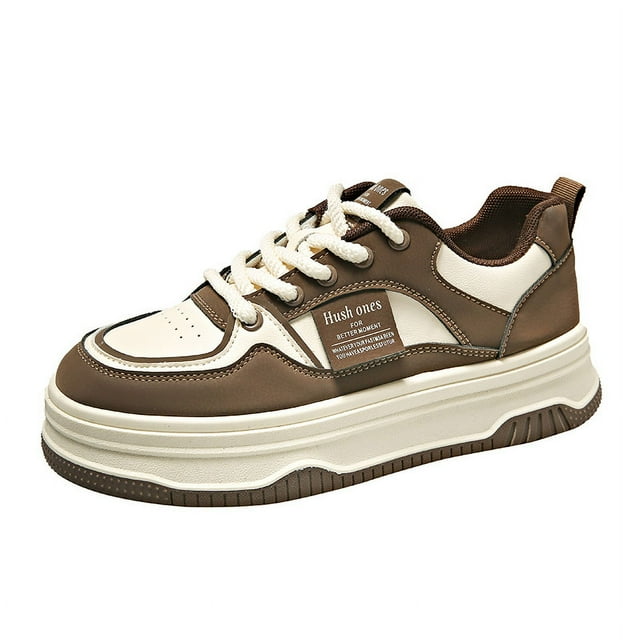 Zapatillas de suela gruesa para niñas, para combinar con todo, color negro, para primavera y otoño, de invierno, con forro polar, deportivas informales blancas para mujer