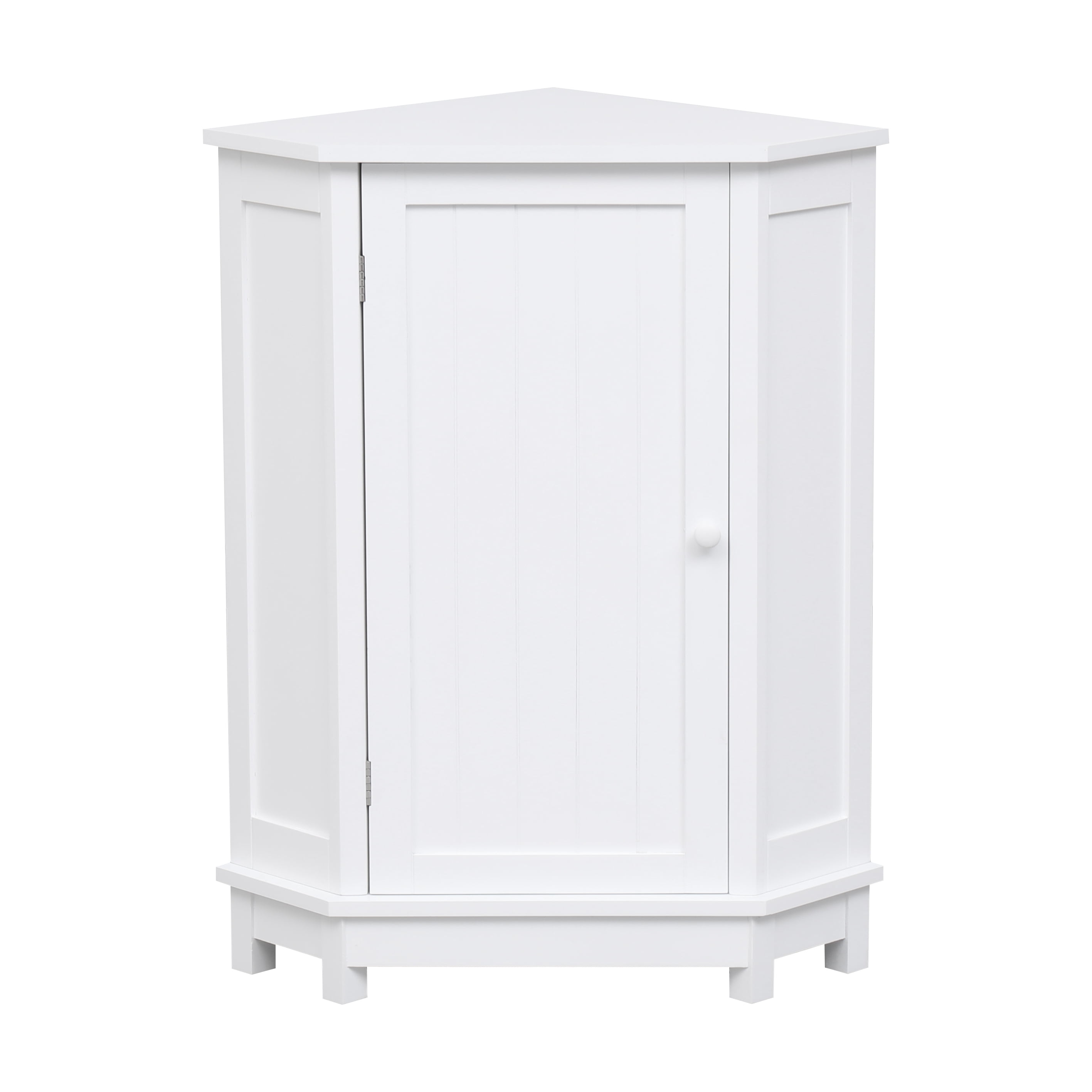 Adams 3 Tier Freestanding Corner Bathroom Storage Organizer, White Wood
