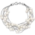 thumbnail image 3 of Sterling Silver Rhod-Plat 7-8mm White Fwc Pearl 10-Rows Bracelet (7.25 X 27) Made In China qg5083-7.25, 3 of 5
