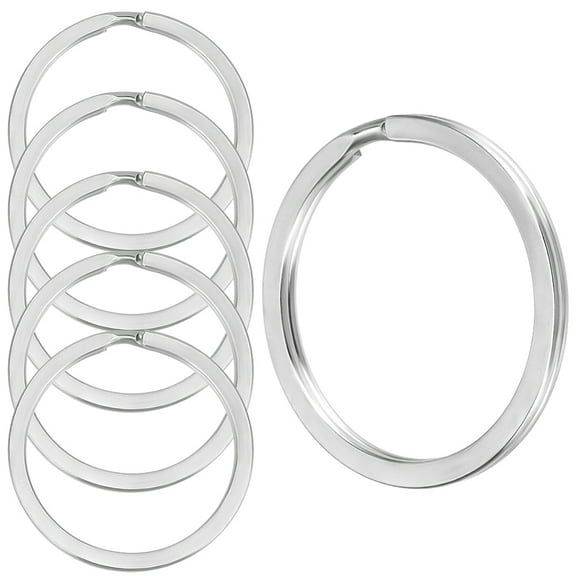 1 Set 1 Box 20Pcs Split Key Rings 316L Stainless Steel Flat Keychain Clasp Metal O Ring for Home Car Office Keys Attachment 35 x 2.5mm