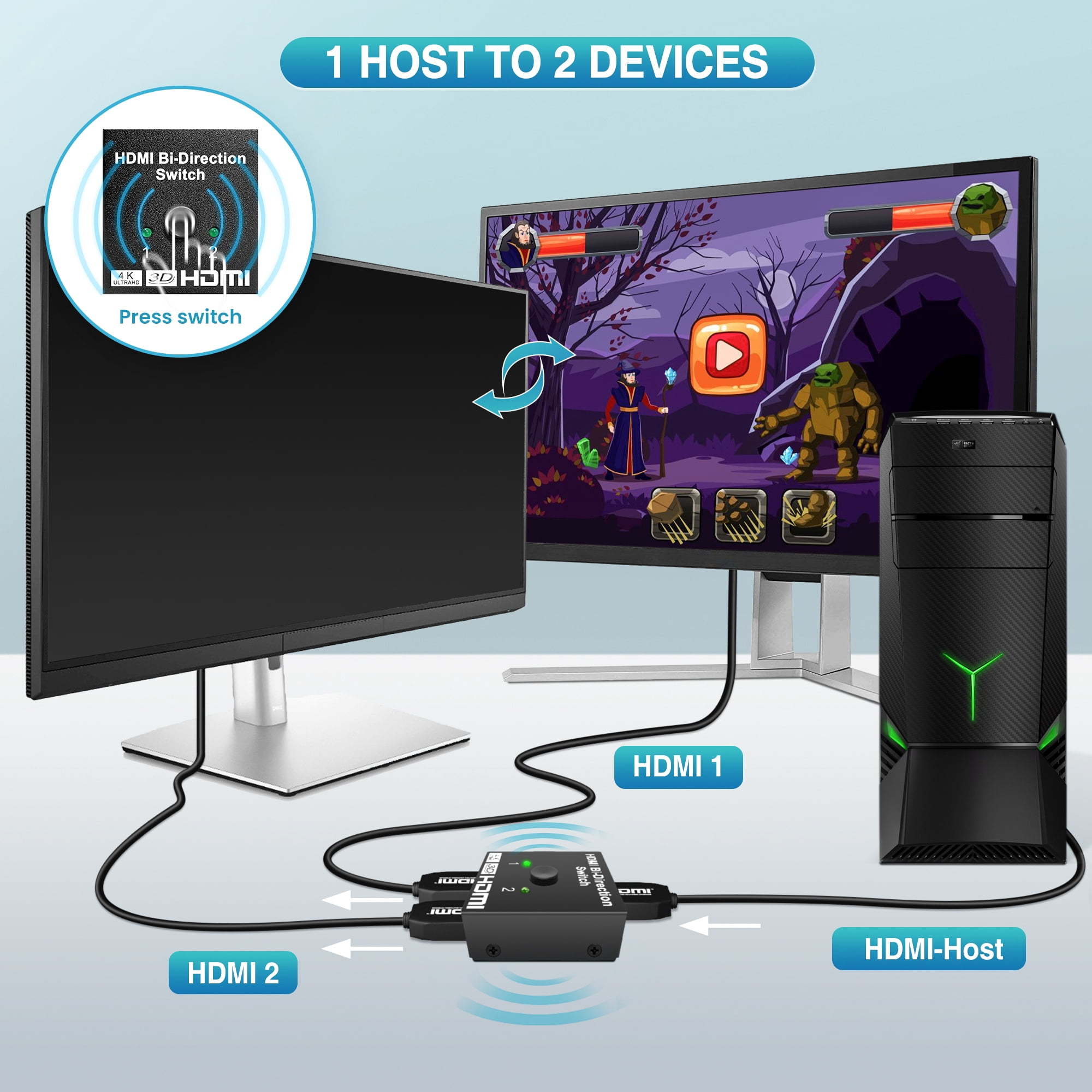 L'Puluva HDMI Splitter 1x4 – 4K 30Hz, Für 4 Monitore, Nur Spiegelmodus, Inkl. Micro-USB-Kabel