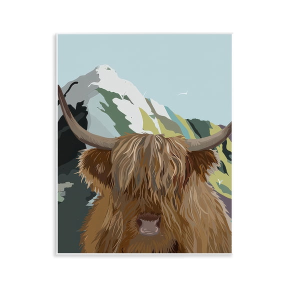 Stupell Industries Mountain Cattle Scene Animals Painting Unframed Art Print Wall Art, 11 x 14