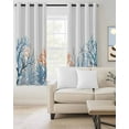 thumbnail image 2 of Coastal Coral Blackout Curtains, Light Blocking Print Window Curtains, Blue Ocean Starfish Seagrass Watercolor Thermal Insulated Window Drapes for Living Room Kitchen Cafe 2 Panels, 84"W x 63"L, 2 of 9