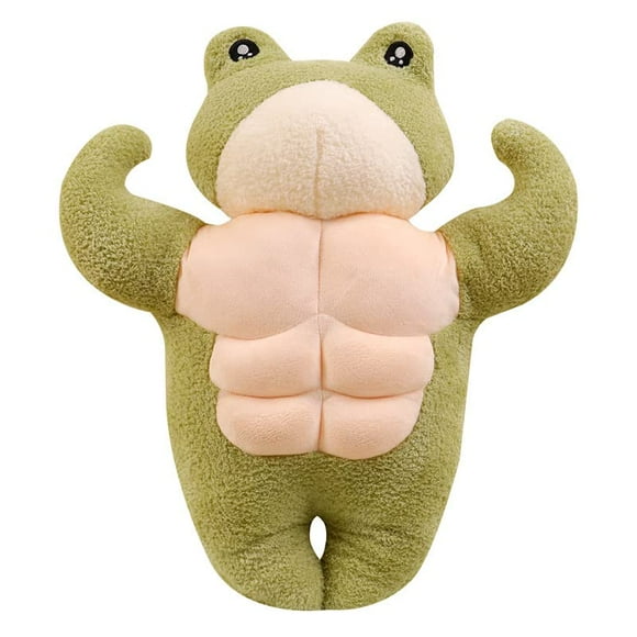 Alzzlie Lovely Super Soft Green Muscle Frog Plush,Funny Huggable, Stuffed Froggy Dolls, Adorable Plush Frog Cuddle Cushion Pillow for Kids, 31.5'' Frog Plush Pillow
