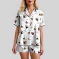thumbnail image 6 of felwors Funny Graphic Pajamas for Women Set Button Down Short Sleeve Top and Shorts Pjs Sets Sleepwear Khaki, XXXL, 6 of 6