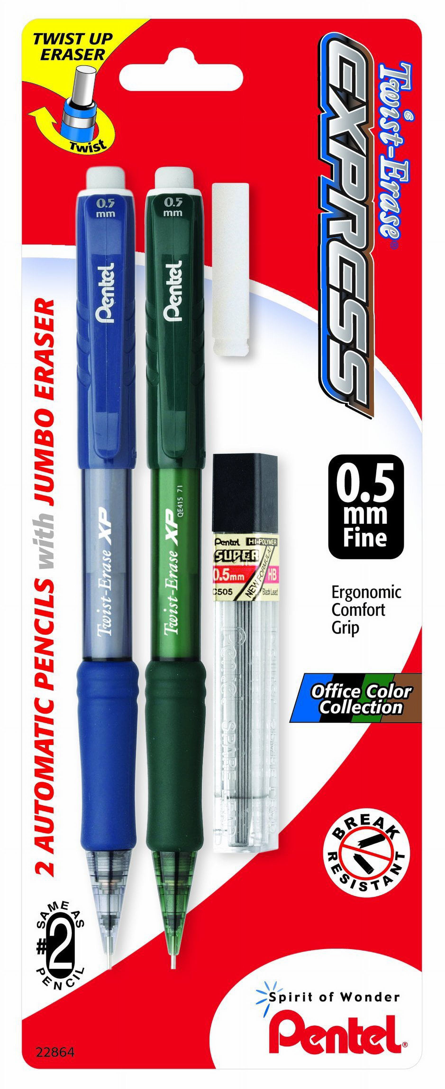 Pentel Twist Erase EXPRESS Automatic Pencil, 0.7mm Lead Size, Violet Barrel, Box of 12 (QE417V)