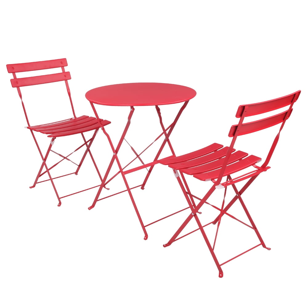 Kepooman Grand patio Premium Steel Patio Bistro Set, Folding Outdoor Patio Furniture Sets, 3 Piece Patio Set of Foldable Patio Table and Chairs, Red Kepooman Grand patio Premium Steel Patio Bistro Set, Folding Outdoor Patio Furniture Sets, 3 Piece Patio Set of Foldable Patio Table and Chairs, Red